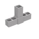 T TYPE 3 WAY CONNECTOR 20x20 / GRAY